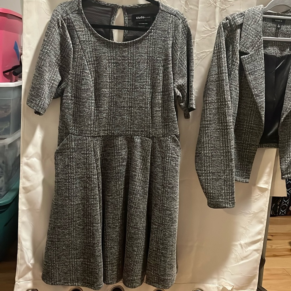 STUDIO BY TORRID SIZE 1 DRESS TWEED BLACK AND WHITE WOMENS 14-16 CONVENTIONALLY